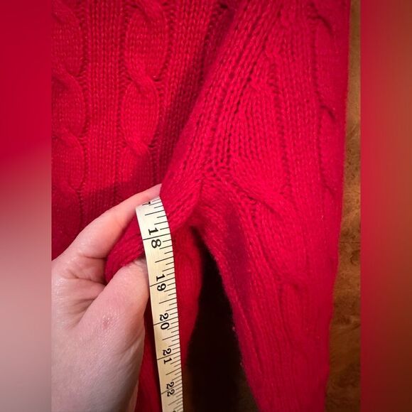 Charter Club - Red Cable Knit Turtleneck Sweater - Picture 4 of 5